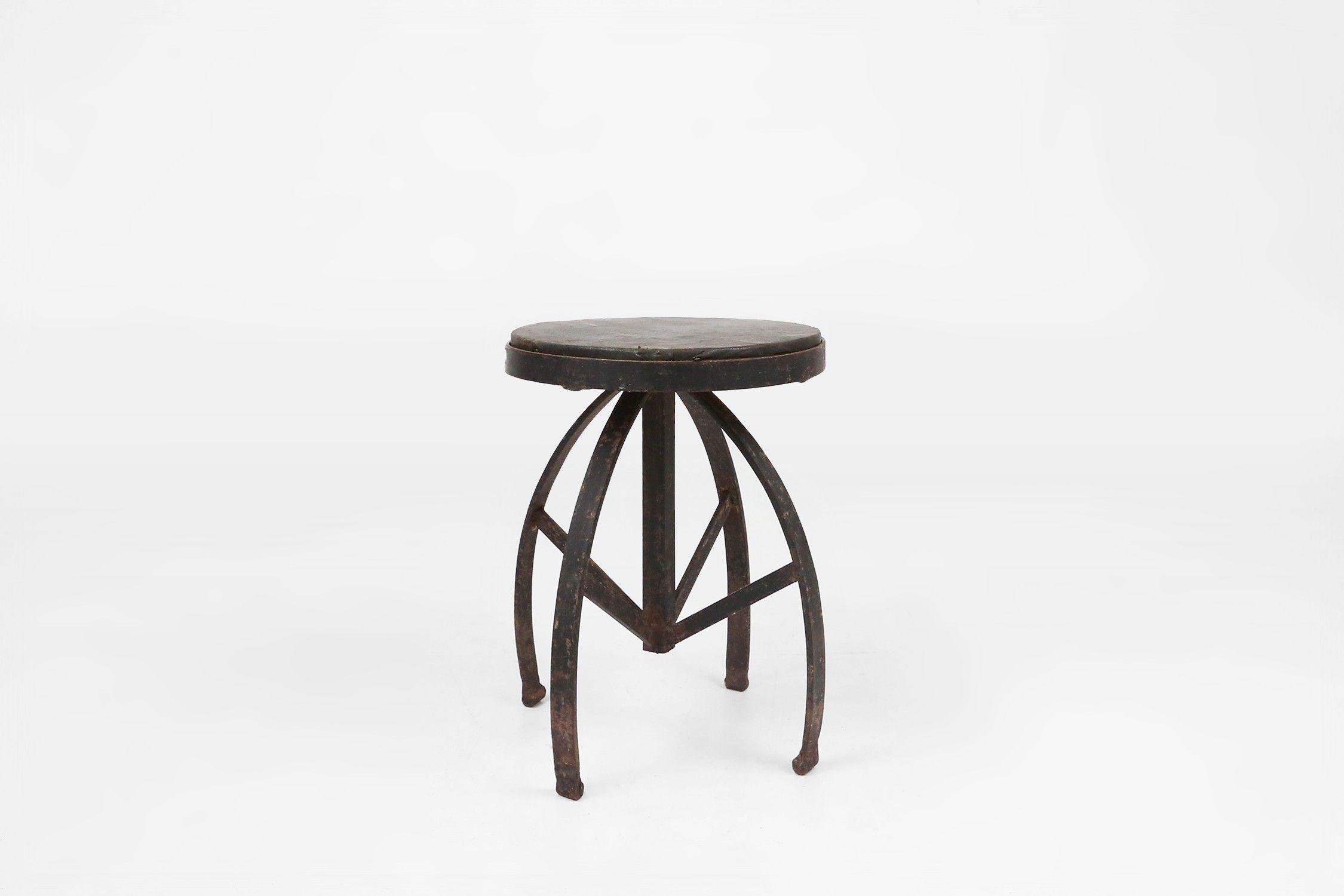 Set of 2 Industrial Black Metal Stools with Frame, France, 1920sthumbnail
